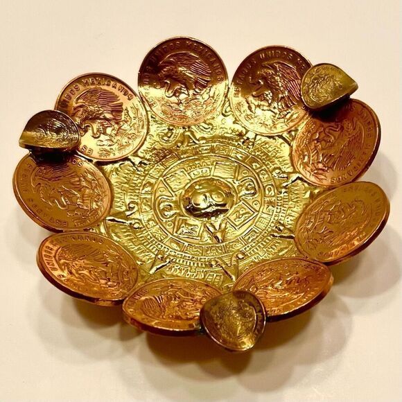 Vintage Mexican Coin Dish Ashtray - Picture 1 of 12